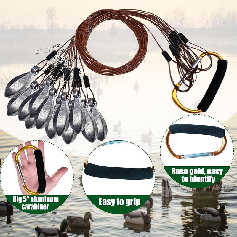 Vecacosic Texas Duck Decoy Rigs Weights Tangle Free Duck Hunting Decoy Rigs with A Large Gold Padded Carabiner, Waterfowl Decoy Rigs Anchors for Duck Hunting 12pack - Image 4